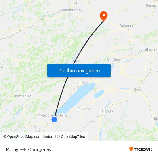 Pomy to Courgenay map