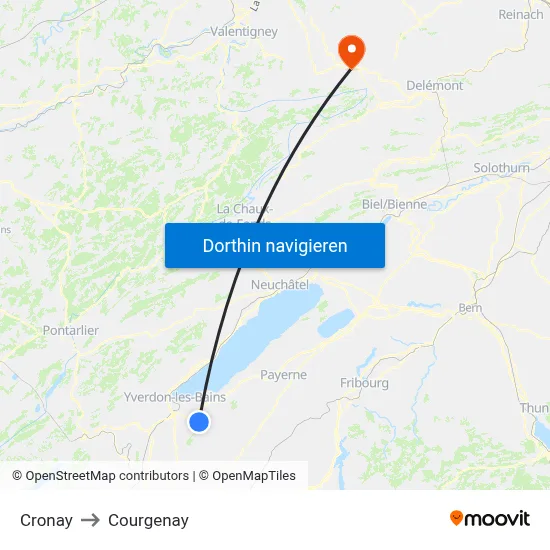 Cronay to Courgenay map