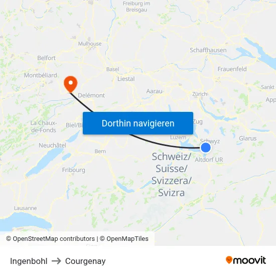 Ingenbohl to Courgenay map