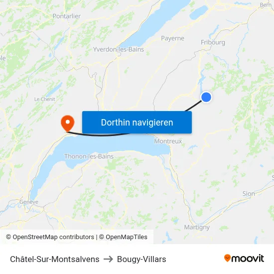 Châtel-Sur-Montsalvens to Bougy-Villars map