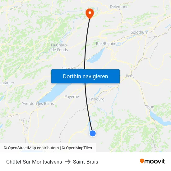 Châtel-Sur-Montsalvens to Saint-Brais map