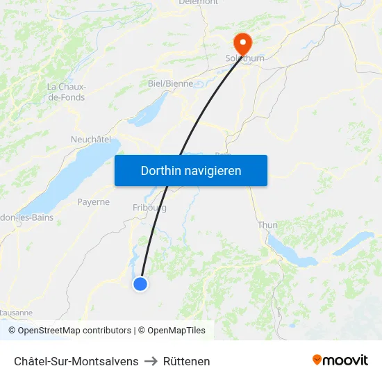 Châtel-Sur-Montsalvens to Rüttenen map