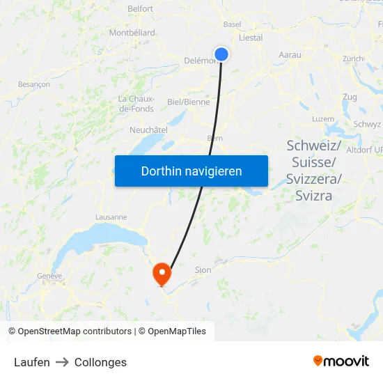Laufen to Collonges map