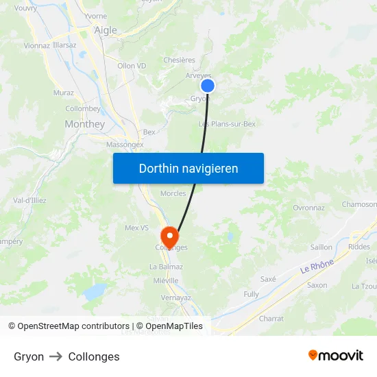 Gryon to Collonges map