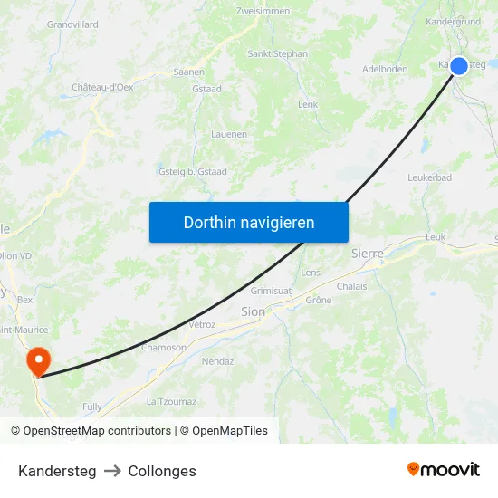 Kandersteg to Collonges map