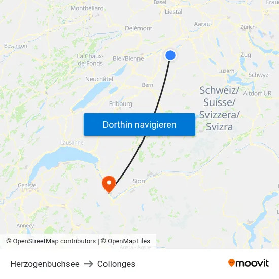 Herzogenbuchsee to Collonges map