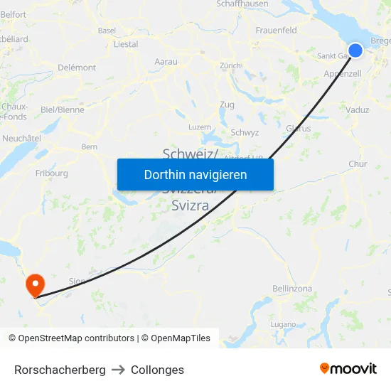 Rorschacherberg to Collonges map