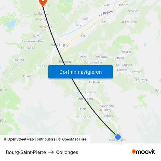 Bourg-Saint-Pierre to Collonges map