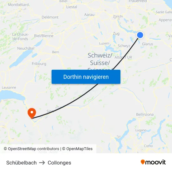 Schübelbach to Collonges map