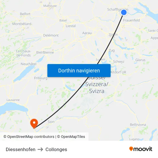 Diessenhofen to Collonges map