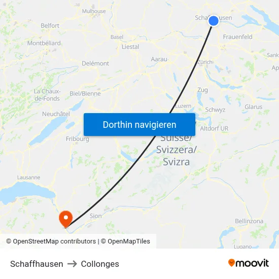 Schaffhausen to Collonges map