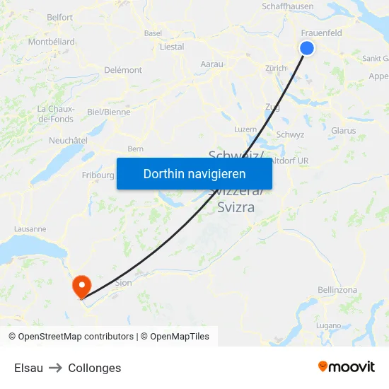 Elsau to Collonges map