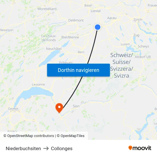 Niederbuchsiten to Collonges map
