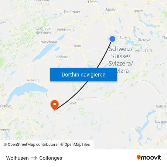Wolhusen to Collonges map