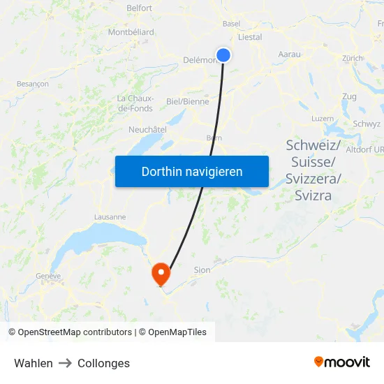 Wahlen to Collonges map