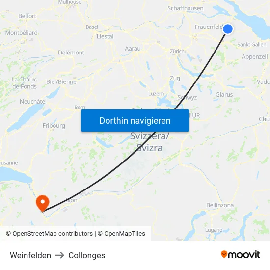 Weinfelden to Collonges map