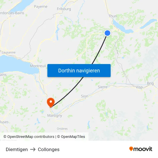 Diemtigen to Collonges map