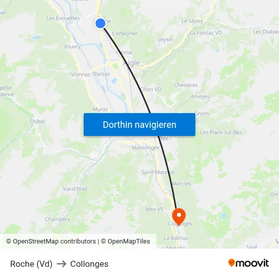 Roche (Vd) to Collonges map