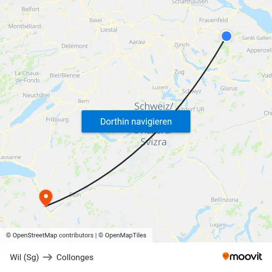 Wil (Sg) to Collonges map