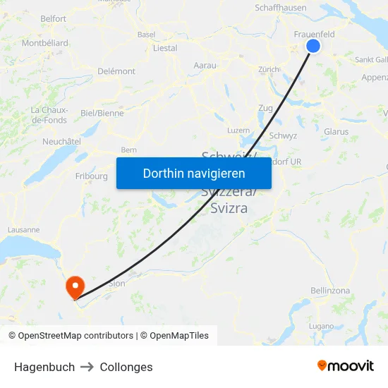 Hagenbuch to Collonges map