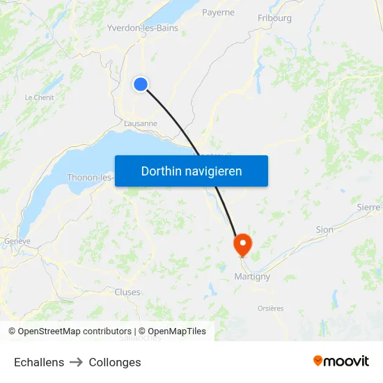 Echallens to Collonges map