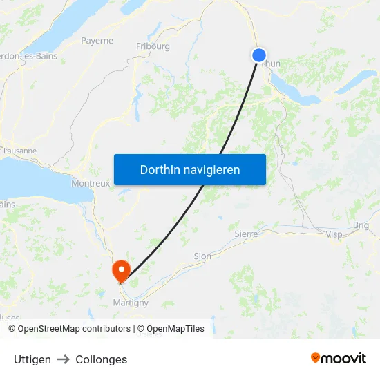 Uttigen to Collonges map