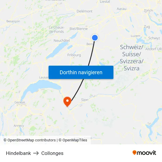 Hindelbank to Collonges map