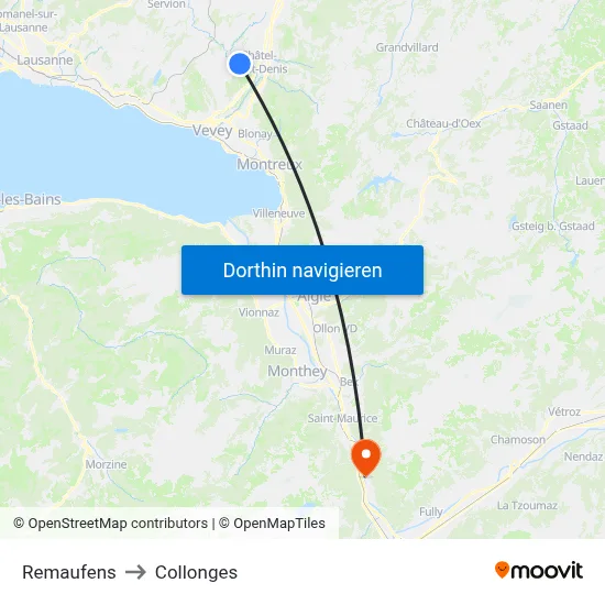 Remaufens to Collonges map