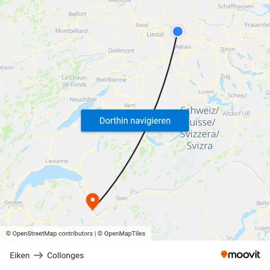 Eiken to Collonges map
