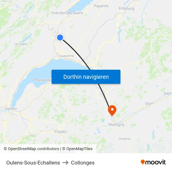 Oulens-Sous-Echallens to Collonges map