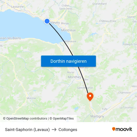 Saint-Saphorin (Lavaux) to Collonges map