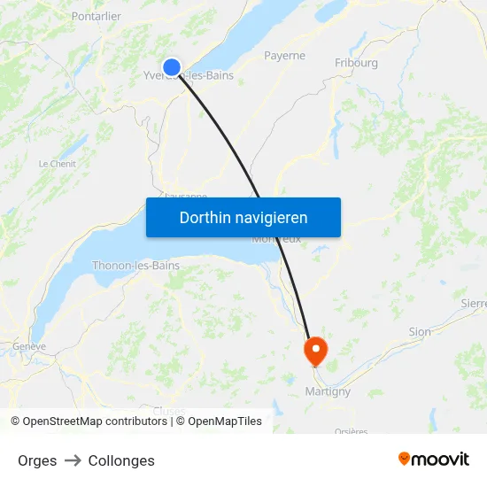 Orges to Collonges map