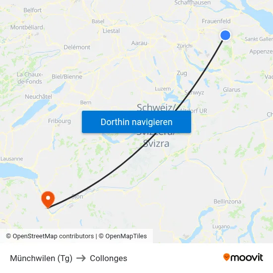 Münchwilen (Tg) to Collonges map