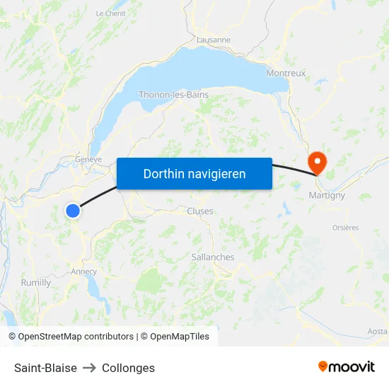 Saint-Blaise to Collonges map