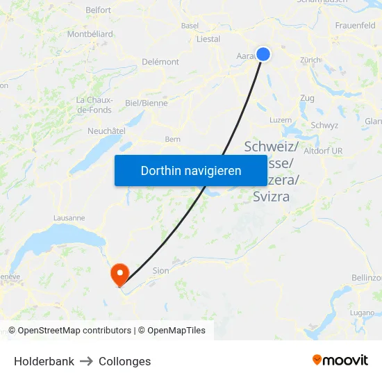 Holderbank to Collonges map