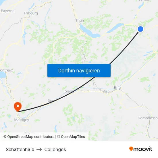 Schattenhalb to Collonges map
