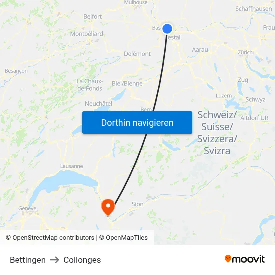 Bettingen to Collonges map