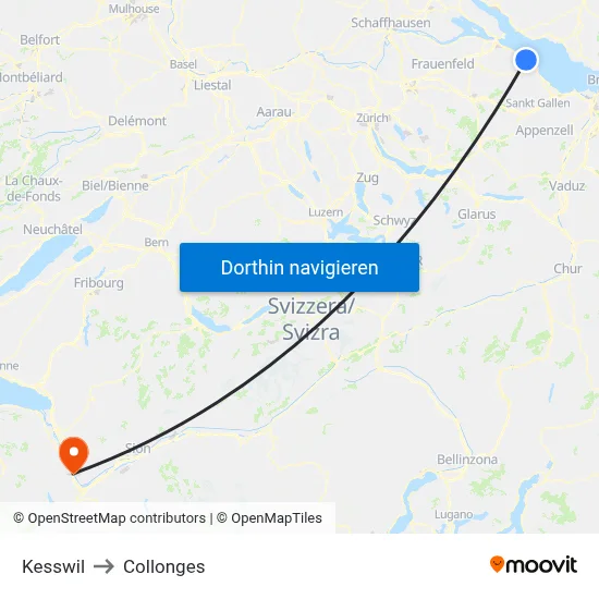 Kesswil to Collonges map