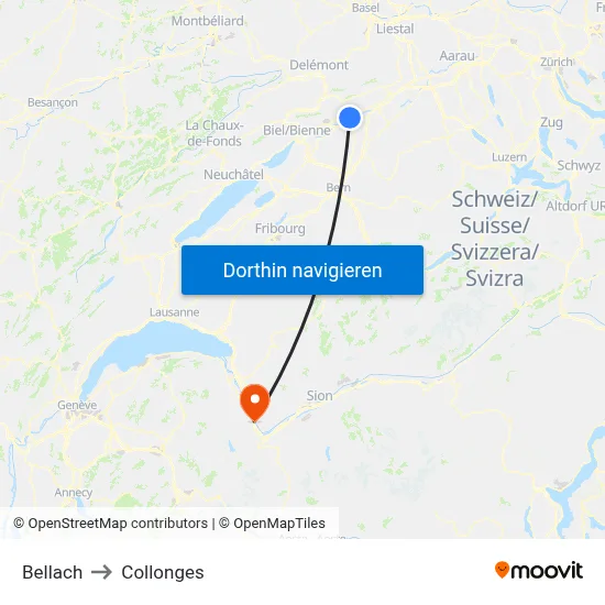 Bellach to Collonges map