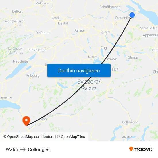 Wäldi to Collonges map