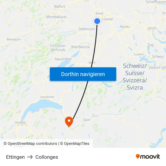 Ettingen to Collonges map