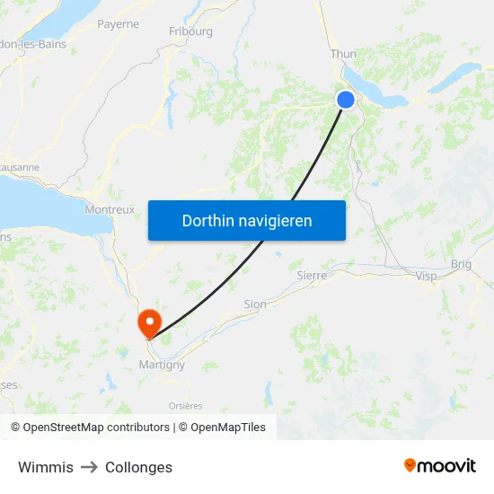 Wimmis to Collonges map