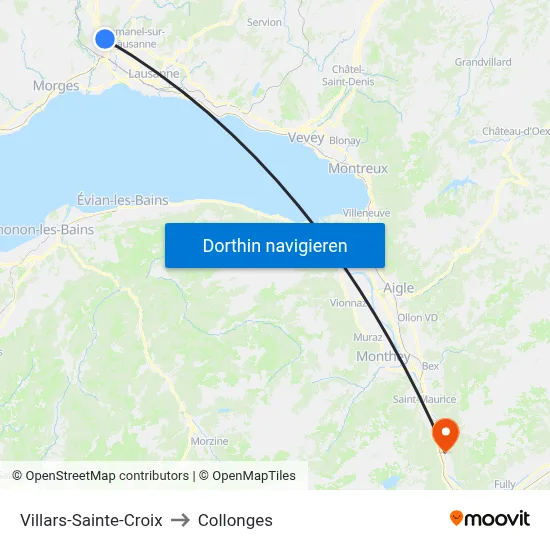 Villars-Sainte-Croix to Collonges map