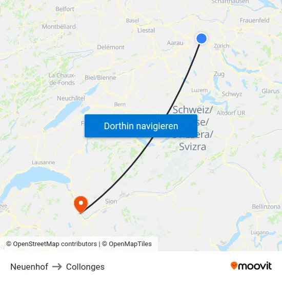 Neuenhof to Collonges map