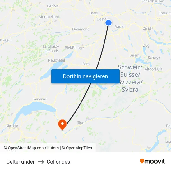 Gelterkinden to Collonges map