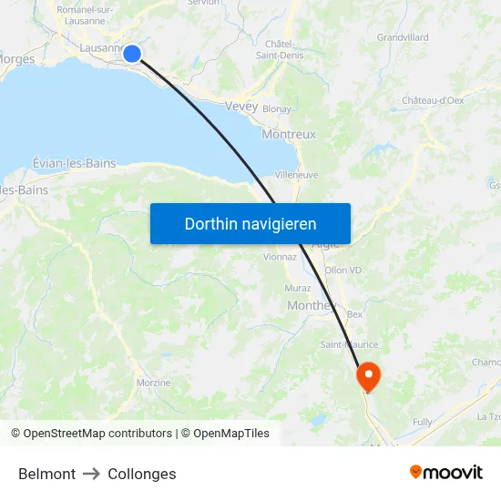 Belmont to Collonges map