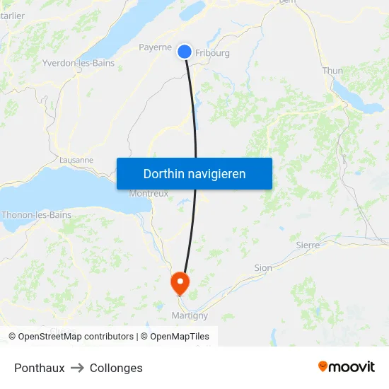 Ponthaux to Collonges map