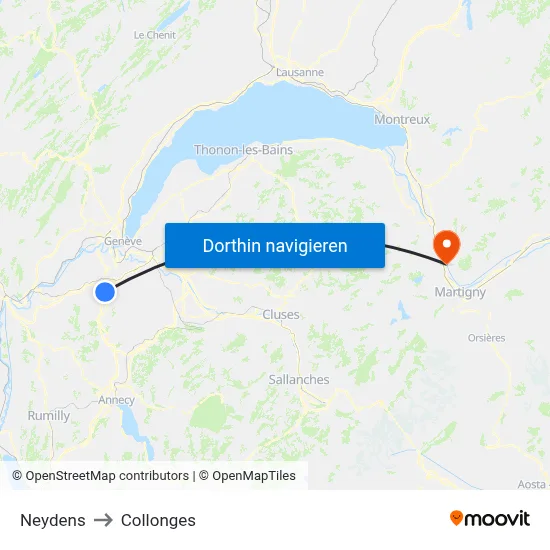 Neydens to Collonges map