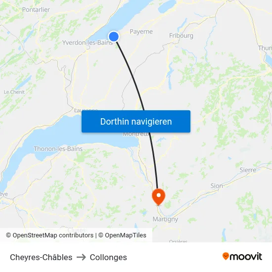 Cheyres-Châbles to Collonges map
