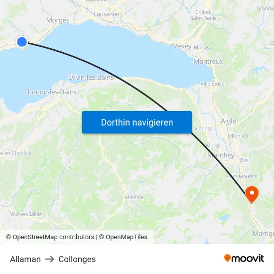 Allaman to Collonges map